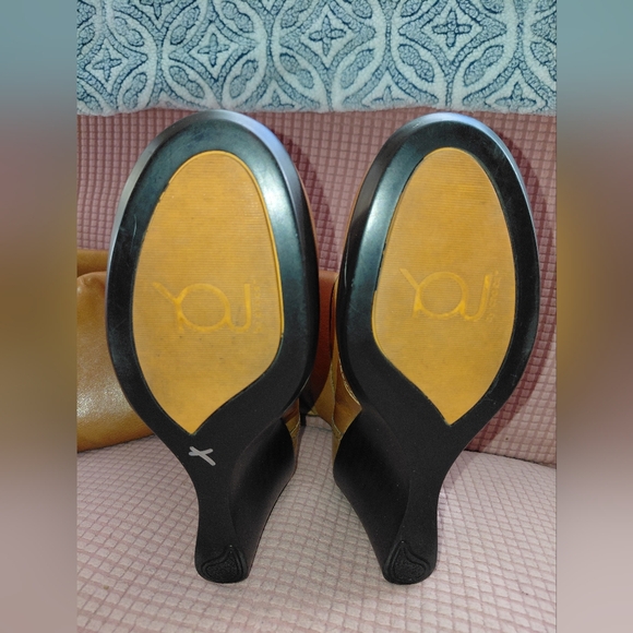 Tan Leather You Brand Wedge Boots - Picture 5 of 7